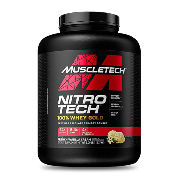 Nitro Tech 100% Whey Gold 5 LB Muscletech french vainilla Cream