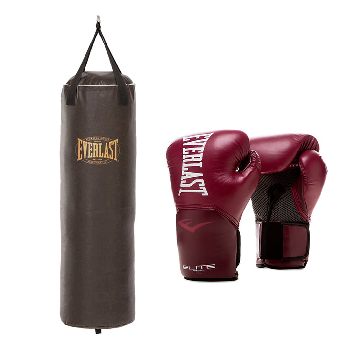 Kit de boxeo Everlast Saco Vintage 120cm + Guante de Boxeo Elite