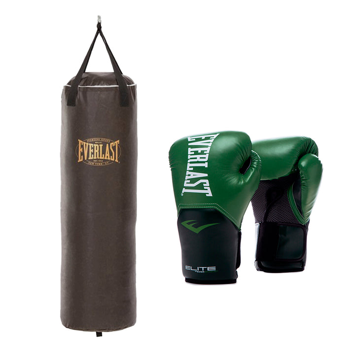 Kit de boxeo Everlast Saco Vintage 120cm + Guante de Boxeo Elite