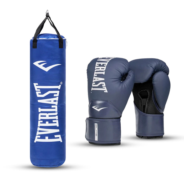 Kit Saco de Boxeo Everlast + Guante de boxeo Everlast Elite 2 Azul