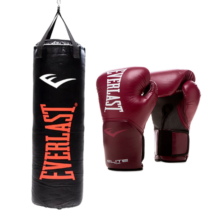 Kit de Boxeo Elite Saco 100cm + Guante Everlast